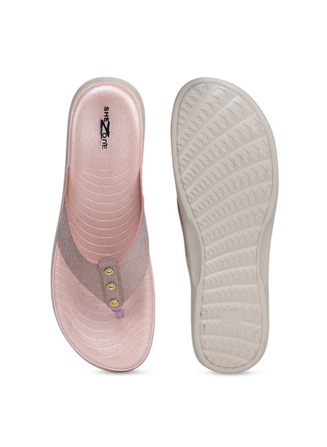 She Zone Pink Embellished Open Toe Platform Sandals for Women - Image 5