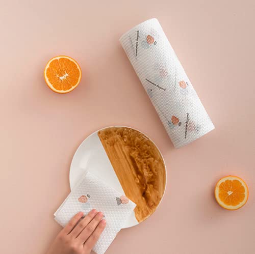 Palshiv Non-Woven Reusable and Washable Kitchen Printed Tissue Roll Non-stick Oil Absorbing Paper Roll Kitchen Special Paper Towel Wipe Paper Dish Cloth Cleaning Cloth 25x25cm (50pcs per roll) - Image 5