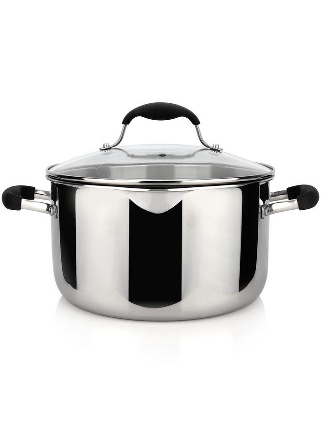 AVACRAFT Tri-Ply Stainless Steel Stockpot with Glass Strainer Lid, Side Spouts, 6 Quart Multipurpose Sauce Pot - Image 2