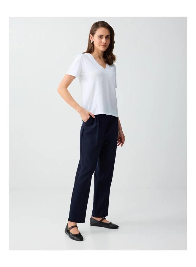 Jimmy Key Navy Straight Leg Normal Waist Pocket Woven Pants.