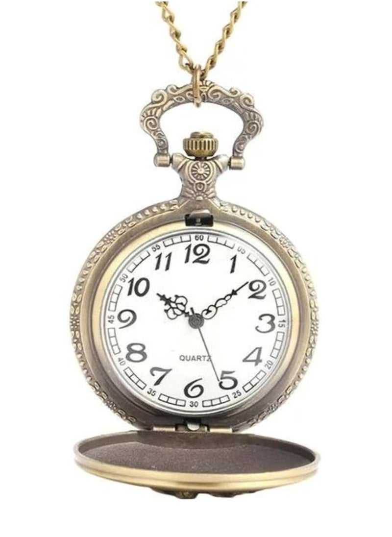 LIMITLESS Bronze Geometric Pocket Watch Necklace - Precise Quartz Movement, Unique Anime One Piece Design, Perfect Gift, With 31.5 Inch Chain (Silver)  - Image 1