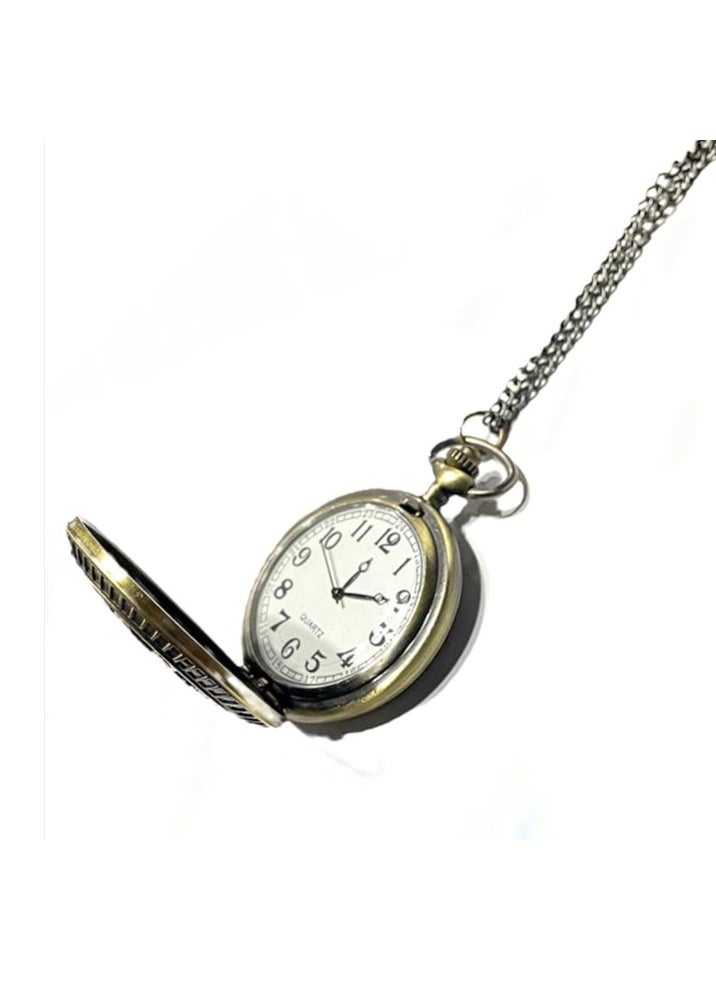 LIMITLESS Bronze Geometric Pocket Watch Necklace - Precise Quartz Movement, Unique Anime One Piece Design, Perfect Gift, With 31.5 Inch Chain (Silver)  - Image 2