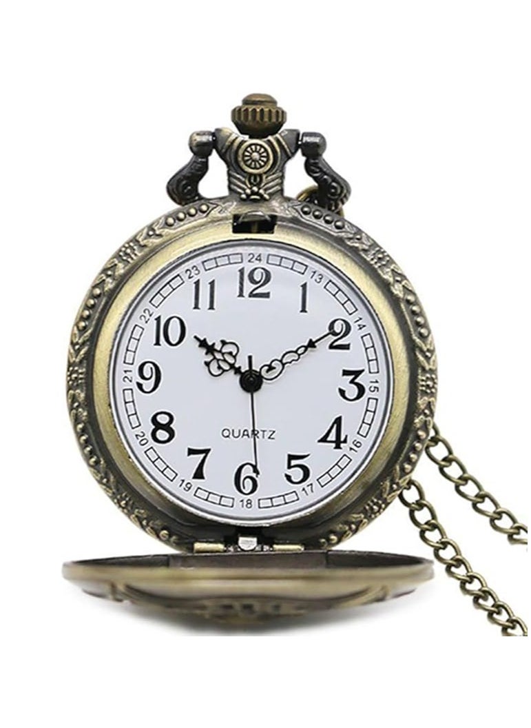 LIMITLESS Bronze Geometric Pocket Watch Necklace - Precise Quartz Movement, Unique Anime One Piece Design, Perfect Gift, With 31.5 Inch Chain (Silver)  - Image 4
