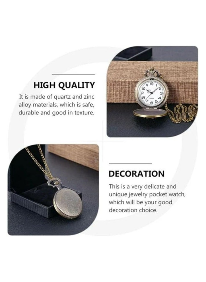 LIMITLESS Bronze Geometric Pocket Watch Necklace - Precise Quartz Movement, Unique Anime One Piece Design, Perfect Gift, With 31.5 Inch Chain (Silver)  - Image 5