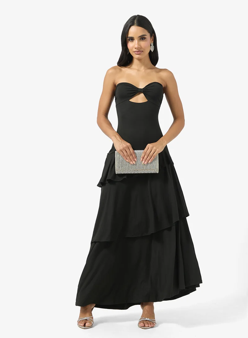 Ginger Sweetheart Neckline Frill Layered Maxi Dress