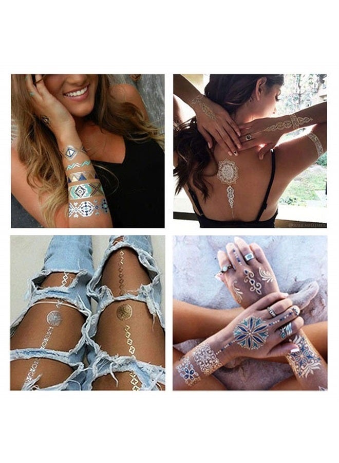 GICUNK Metallic Temporary Tattoos 120+ for Women Teens Girls Tattoos Gold Silver Glitter Flash Waterproof Tattoo Stickers for Beach, Festivals, & Parties - Image 3