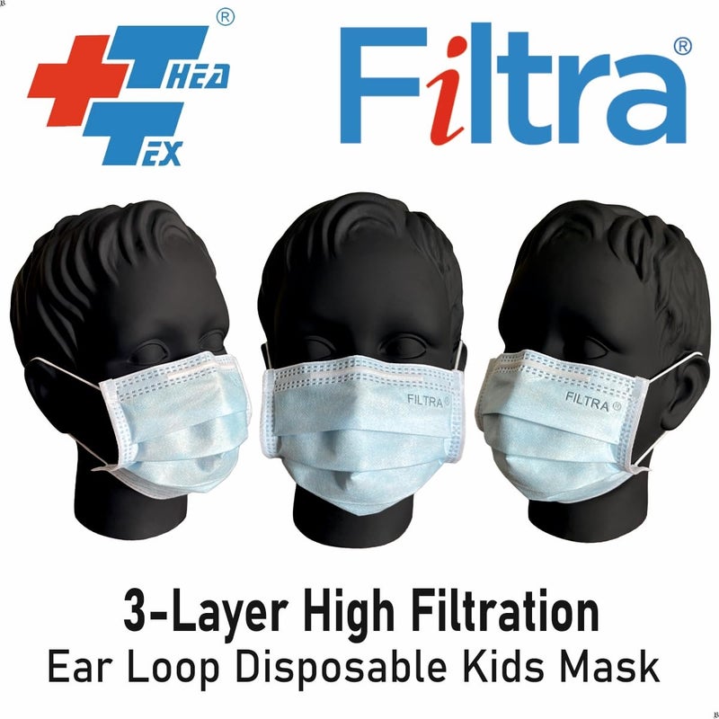 Filtra ® 3-Ply Ear Loop Kids Mask | Ages 3-18 | Kids Mask | Children's Mask | Ladies Mask | High Filtration | New extra tough courier packing | Box of 50 Masks - Image 5