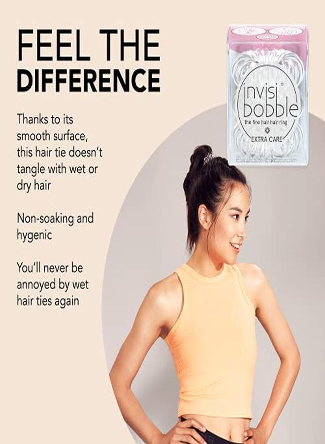 invisibobble Extra Care Traceless Spiral Hair Ties Pack Of 3 Crystal Clear Strong Elastic Grip Coil Hair Accessories For Women No Kink Gentle For Girls Teens Toddlers And Fine Hair - Image 3
