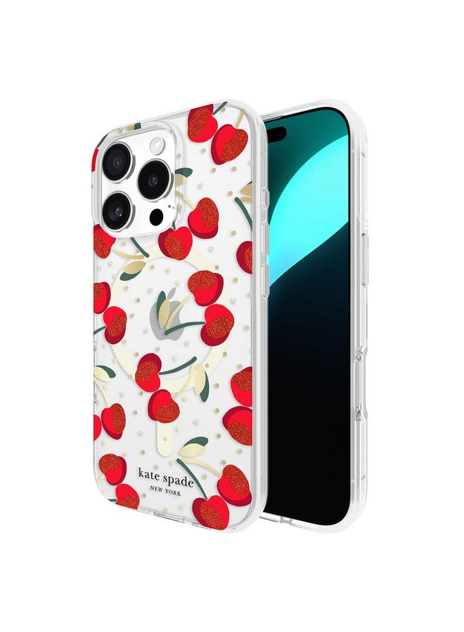 Kate Spade New York kate spade new york iPhone 16 Pro Case - Compatible with MagSafe - Designer Phone Case - Cherry Dot Gems  - Image 1