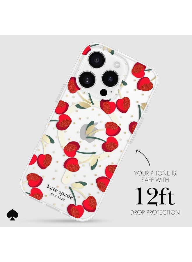 Kate Spade New York kate spade new york iPhone 16 Pro Case - Compatible with MagSafe - Designer Phone Case - Cherry Dot Gems  - Image 3