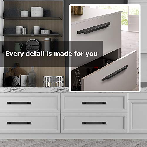 Peaha 10 Pack Black Finger Pulls for Cabinets 6-1/4 Inch Kitchen Handles for Dresser Drawers Bathroom Hardware - Image 3