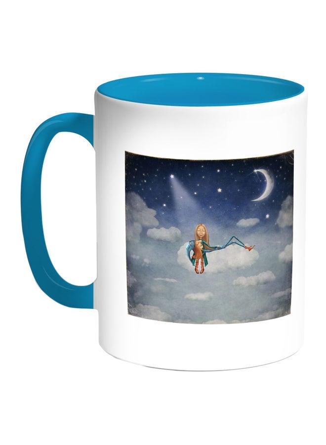 RYN A Tale Before Bedtime Printed Coffee Mug Blue/White/Brown 11ounce