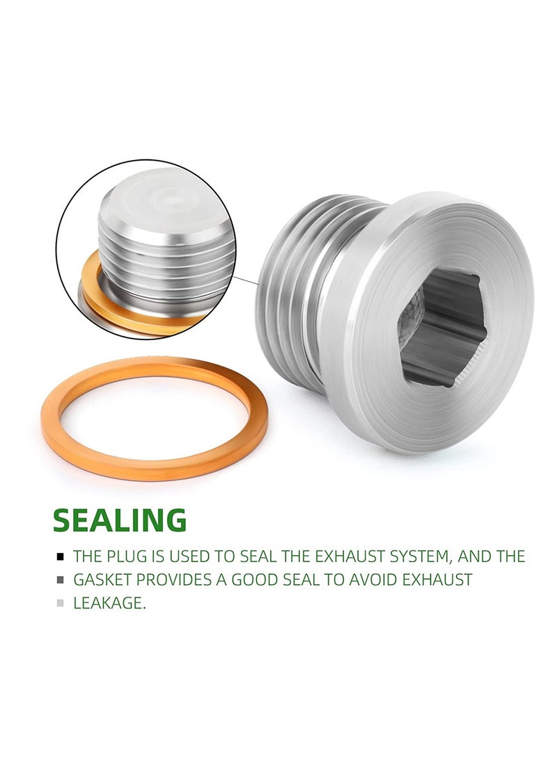 SYOSI 304 Stainless Steel M18 X 1.5 O2 Oxygen Sensor Bung 2 Pack Notched Style Mounting Bungs and Plugs Weld Bung with 2 Pcs Gasket - Image 2