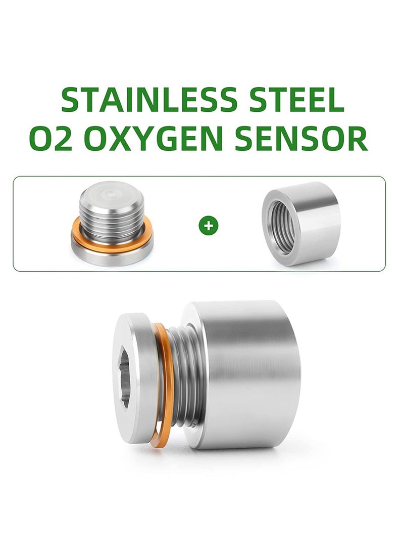 SYOSI 304 Stainless Steel M18 X 1.5 O2 Oxygen Sensor Bung 2 Pack Notched Style Mounting Bungs and Plugs Weld Bung with 2 Pcs Gasket - Image 5