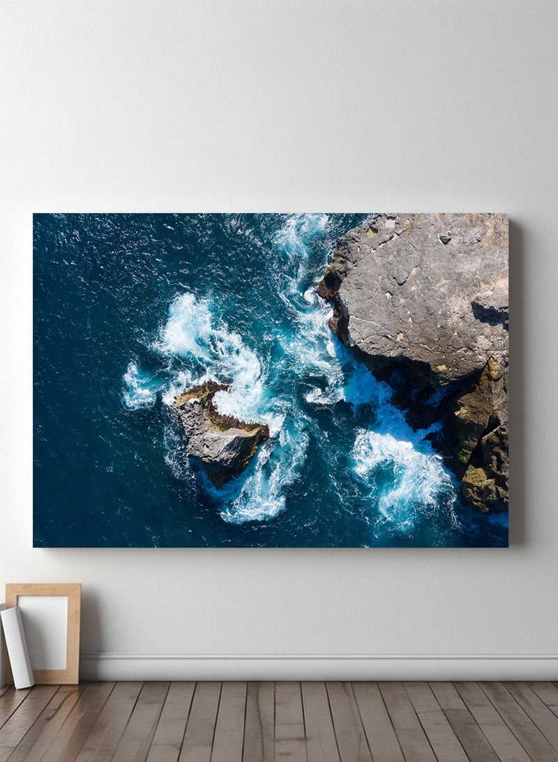 LOWHA Canvas Wall Art Stretched Over Wooden Frame with Scenery of Seaside Cliff  - Image 1