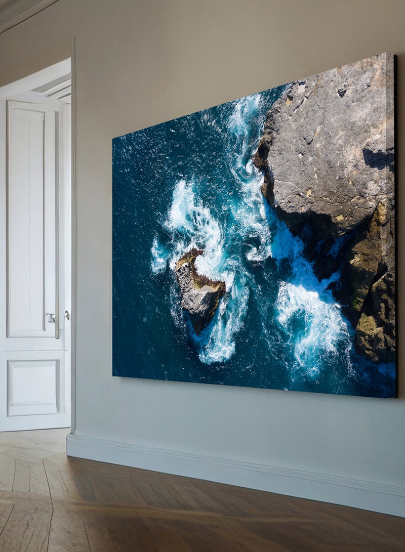 LOWHA Canvas Wall Art Stretched Over Wooden Frame with Scenery of Seaside Cliff  - Image 2