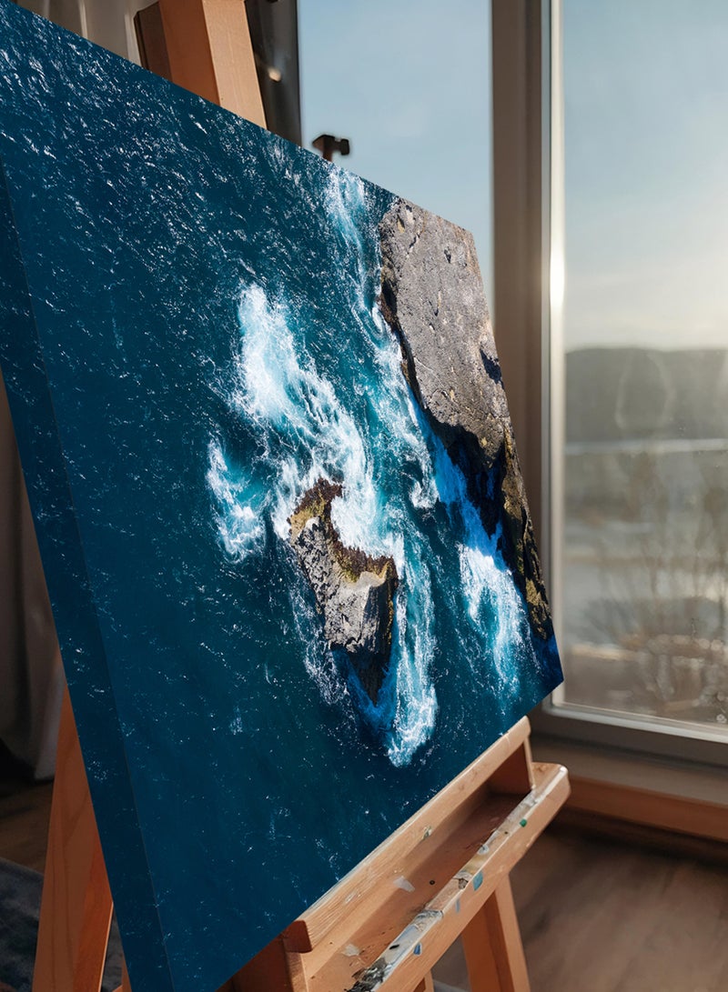 LOWHA Canvas Wall Art Stretched Over Wooden Frame with Scenery of Seaside Cliff  - Image 4