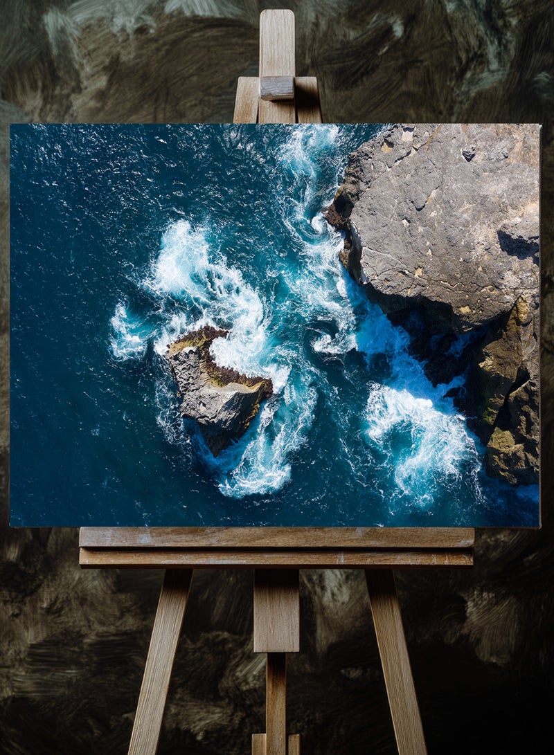 LOWHA Canvas Wall Art Stretched Over Wooden Frame with Scenery of Seaside Cliff  - Image 3