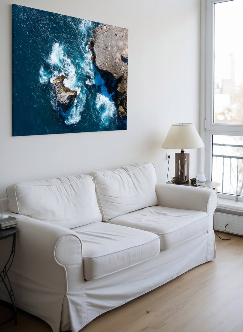 LOWHA Canvas Wall Art Stretched Over Wooden Frame with Scenery of Seaside Cliff  - Image 5