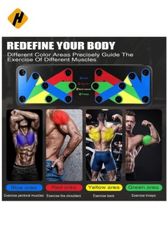 HuHa Push Up Board 9 in 1 Home Workout Equipment Multi-Functional Pushup Bar System Fitness Floor Chest Muscle Exercise Professional Equipment Burn Fat Strength Training Arm  - Image 4