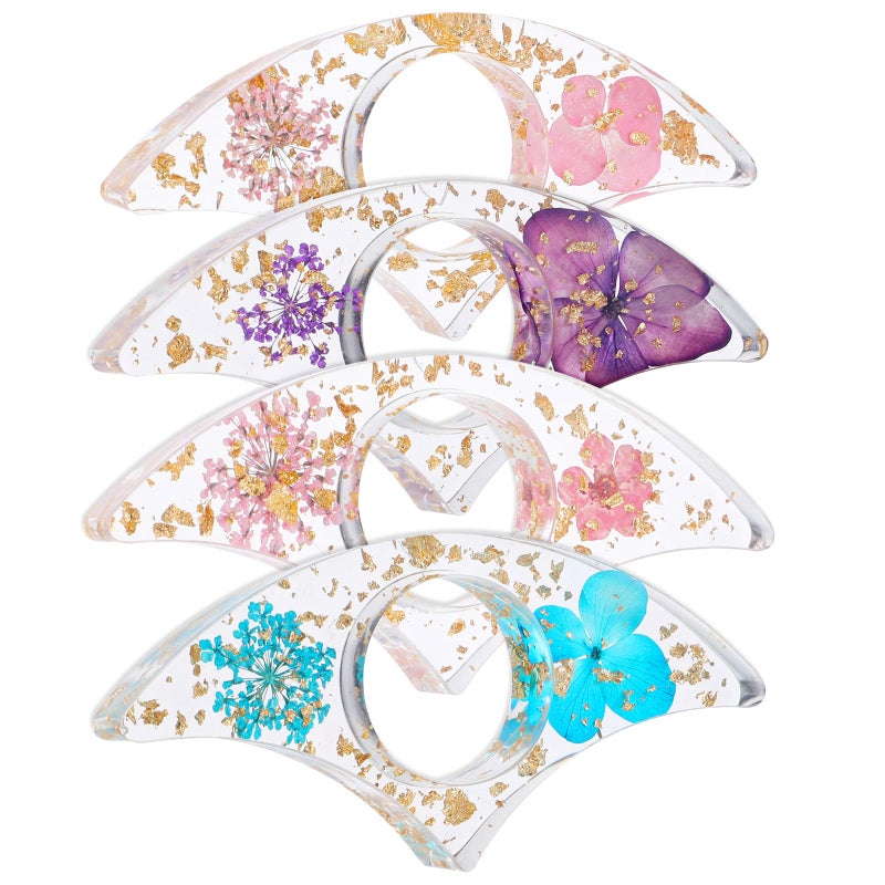 Qulkws 4 Pcs Books Page Holder Dried Flower Resin Transparent Bookmark Thumb Bookpage Holder Reading Accessory Book Clips to Hold Books Open Book Accessories Gift for Reading Lovers Teachers Students - Image 1