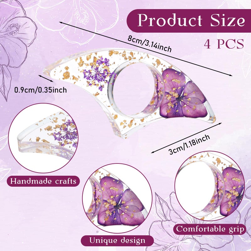 Qulkws 4 Pcs Books Page Holder Dried Flower Resin Transparent Bookmark Thumb Bookpage Holder Reading Accessory Book Clips to Hold Books Open Book Accessories Gift for Reading Lovers Teachers Students - Image 2