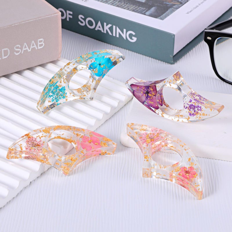Qulkws 4 Pcs Books Page Holder Dried Flower Resin Transparent Bookmark Thumb Bookpage Holder Reading Accessory Book Clips to Hold Books Open Book Accessories Gift for Reading Lovers Teachers Students - Image 5