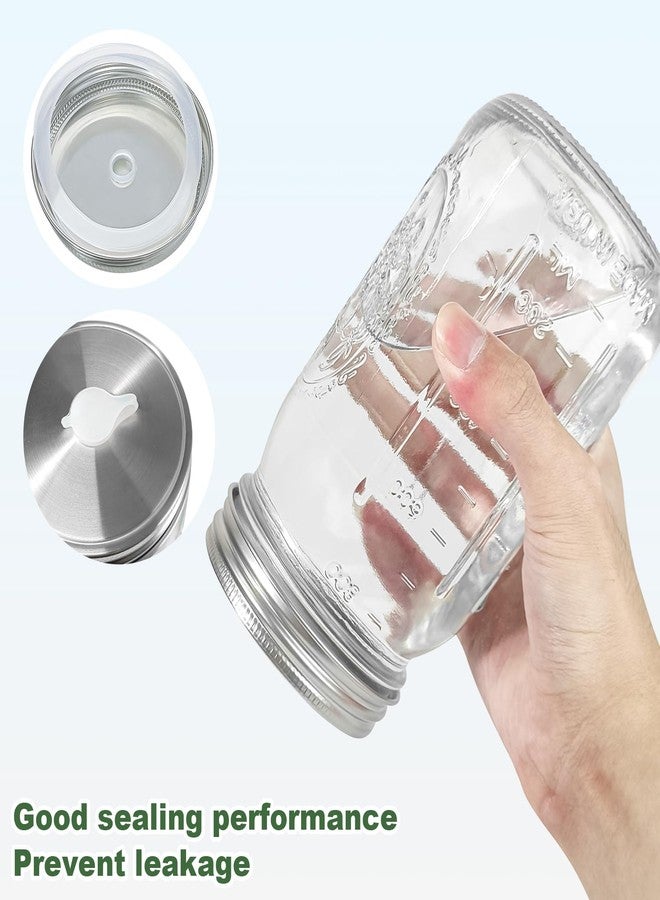 طقم تخمير من قطعتين من JOBVERT، طقم تخمير برطمان ماسون سعة 32 أونصة مع أوزان تخمير وأقفال هوائية، برطمان ماسون واسع الفم للتخليل والتعليب والصلصات - Image 5