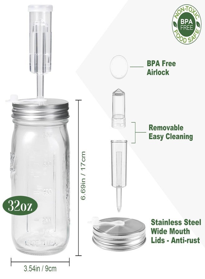 طقم تخمير من قطعتين من JOBVERT، طقم تخمير برطمان ماسون سعة 32 أونصة مع أوزان تخمير وأقفال هوائية، برطمان ماسون واسع الفم للتخليل والتعليب والصلصات - Image 2