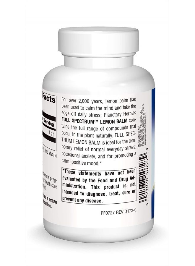 PLANETARY HERBALS Lemon Balm Full Spectrum 500mg, Natural Calm and Rest, 120 Capsules - Image 2
