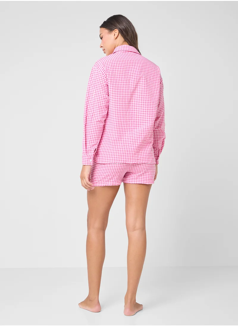 جينجر Gingham Shirt & Short Pj Set