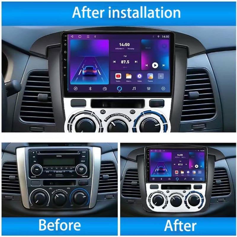 فيريكس ستيريو سيارة تويوتا إينوفا مناسب لشاشة أندرويد تويوتا إينوفا 2011-2015، كاربلاي، أندرويد أوتو لاسلكي، نظام ملاحة جي بي إس، واي فاي، كاميرا AHD (يدوي/أوتوماتيكي، متوافق مع كليهما) (2+32 جيجابايت كاربلاي) - Image 4