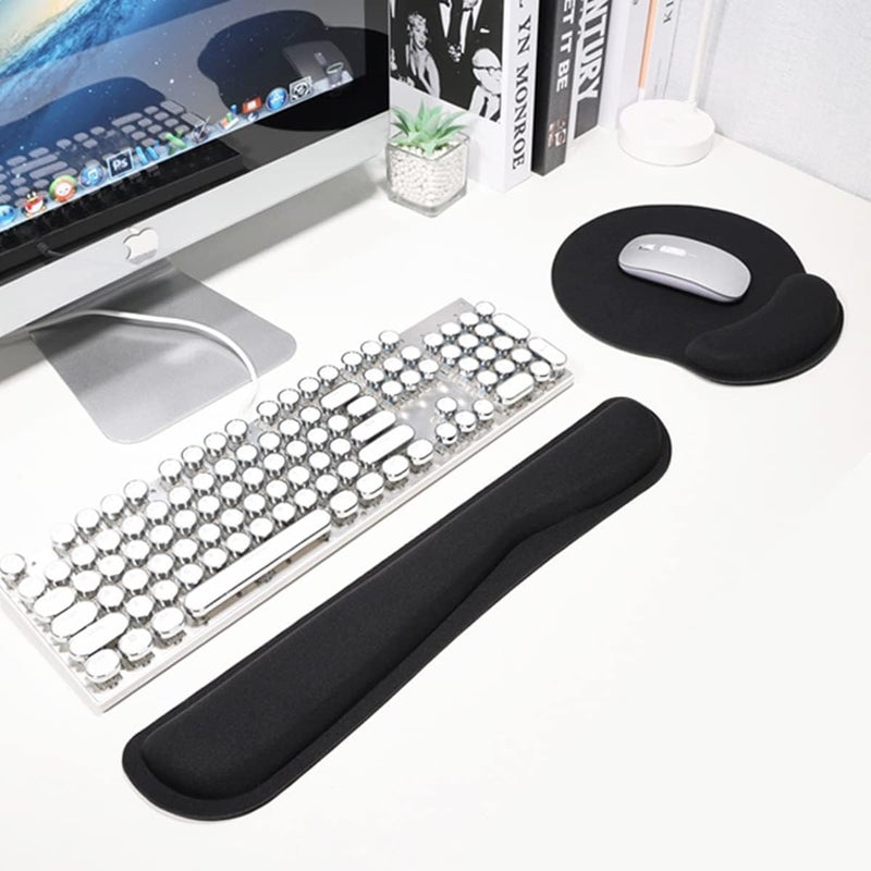 إي سي في في وسادة ماوس مريحة مع مسند معصم للوحة المفاتيح للألعاب/العمل، مجموعة دعم معصم لوحة المفاتيح والماوس المصنوعة من إسفنج الذاكرة غير القابل للانزلاق لتخفيف آلام الكتابة بسهولة - Image 2