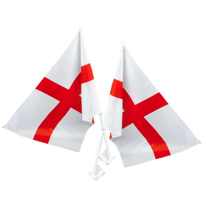 Generic Pack Of 2 - St George England Car Flag - Fabric Flag - 18" x 11" Flag Size -world cup  - Image 1
