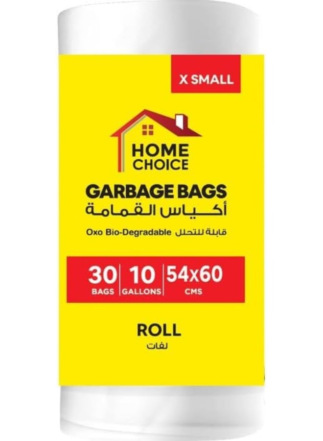HOME CHOICE 10 Gallons, Bio-degradable Garbage Bags Roll, Size 54*60 cm, Pack of 30 Trash Bags, Bin Liners  - Image 1