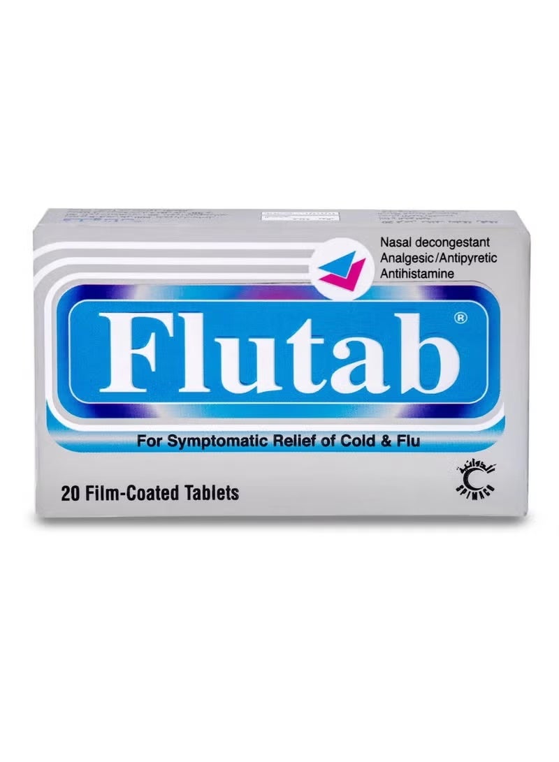 فلوتاب أقراص فلوتاب، 20 قرصًا، لتخفيف أعراض البرد والإنفلونزا، وخفض الحمى والصداع واحتقان الأنف وآلام الجسم، تركيبة سريعة متعددة الأعراض