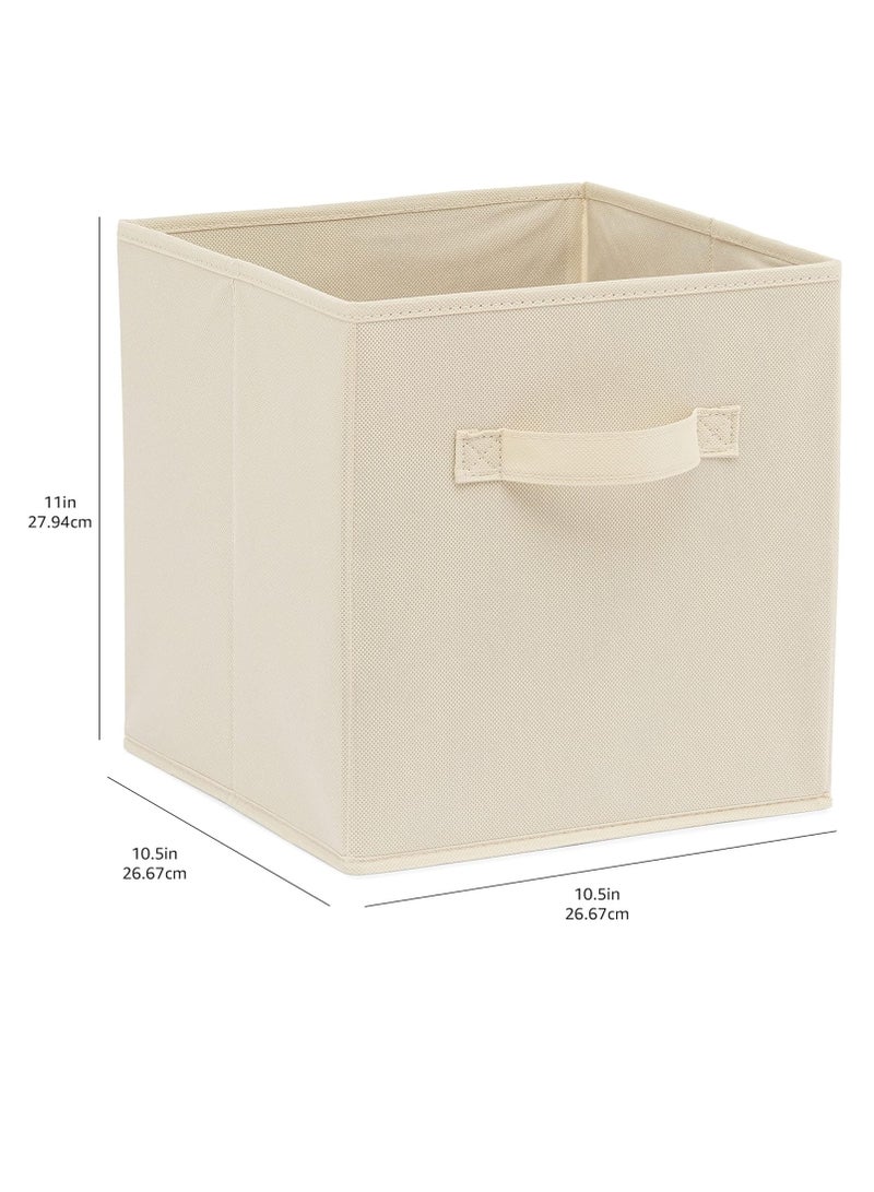 Beauenty Collapsible Fabric Storage Cubes Organizer with Handles, 26.67 x 26.67 x 27.94 centimeters, Beige - Pack of 6 - Image 2
