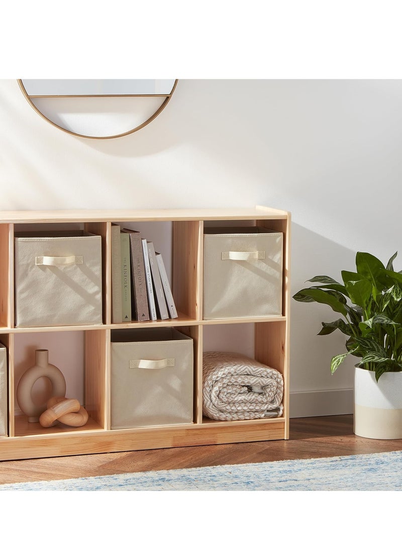 Beauenty Collapsible Fabric Storage Cubes Organizer with Handles, 26.67 x 26.67 x 27.94 centimeters, Beige - Pack of 6 - Image 3