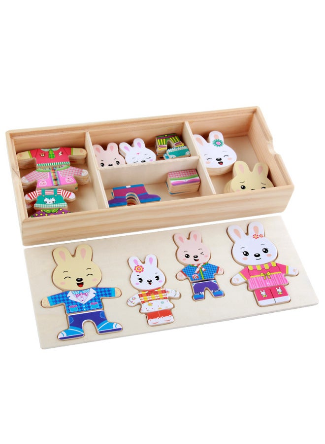 Jigsaw Puzzle Toy - 3d Puzzle Game - 3d Stereoscopic Illusion Educational Brain Teaser Perfect Gift For Kids-Color:Bunny Changing Clothes - Image 2
