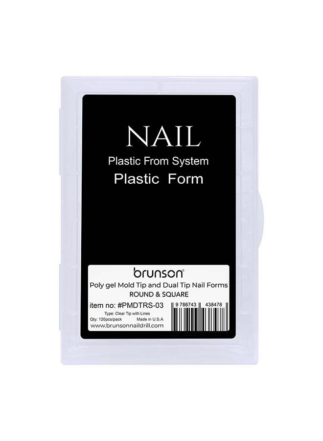 brunson Poly Gel Mold Tip and Dual Tip Nail Forms Round And Square, Pack of 120 Per Pack, PMDTRS-03 - Image 1