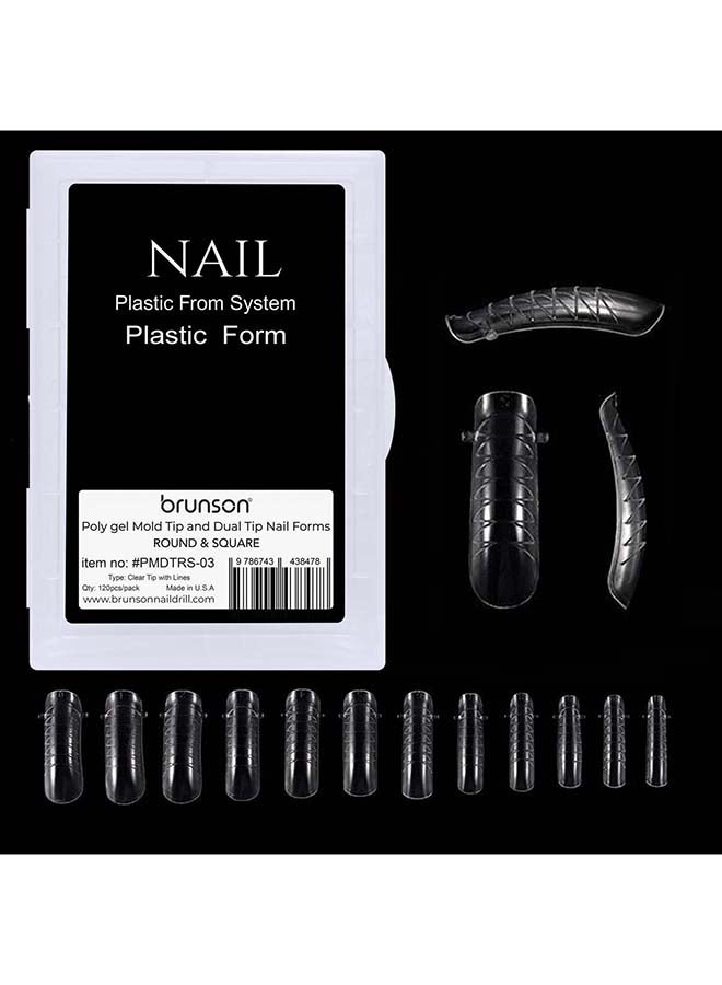 brunson Poly Gel Mold Tip and Dual Tip Nail Forms Round And Square, Pack of 120 Per Pack, PMDTRS-03 - Image 2
