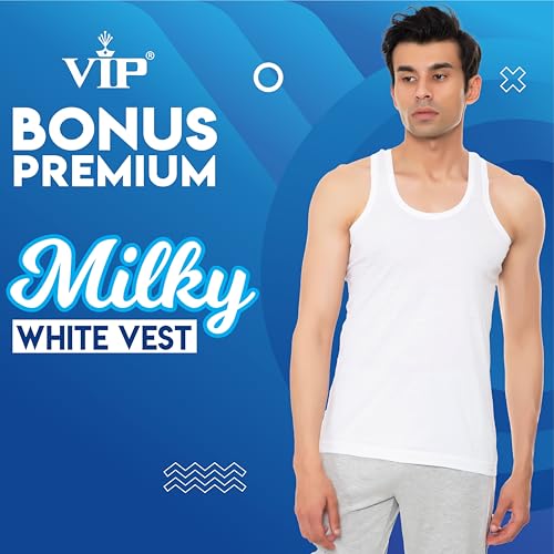 VIP Men Cotton Relaxed Vest (Pack of 6) (Bonus_RN_PO6_105_White_3XL) - Image 2