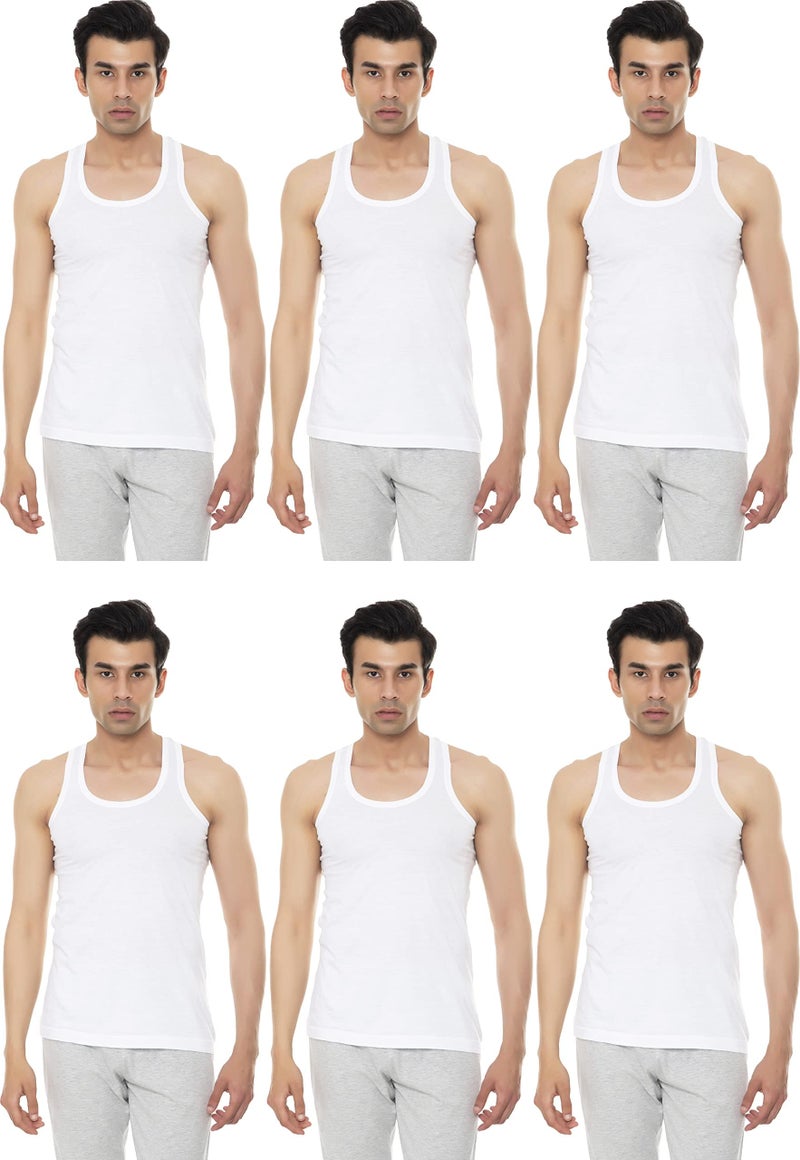 VIP Men Cotton Relaxed Vest (Pack of 6) (Bonus_RN_PO6_105_White_3XL) - Image 1