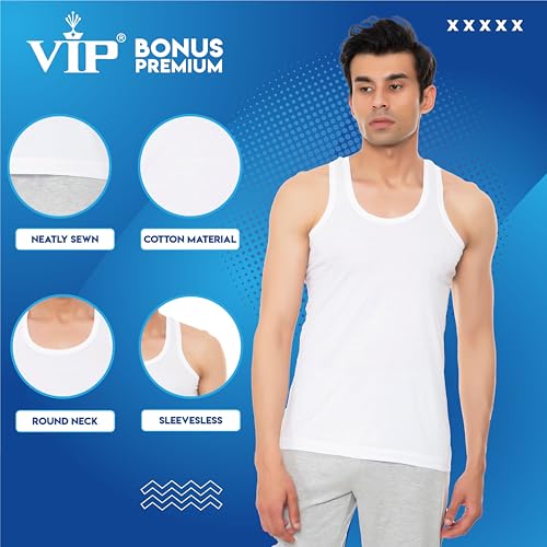 VIP Men Cotton Relaxed Vest (Pack of 6) (Bonus_RN_PO6_105_White_3XL) - Image 4