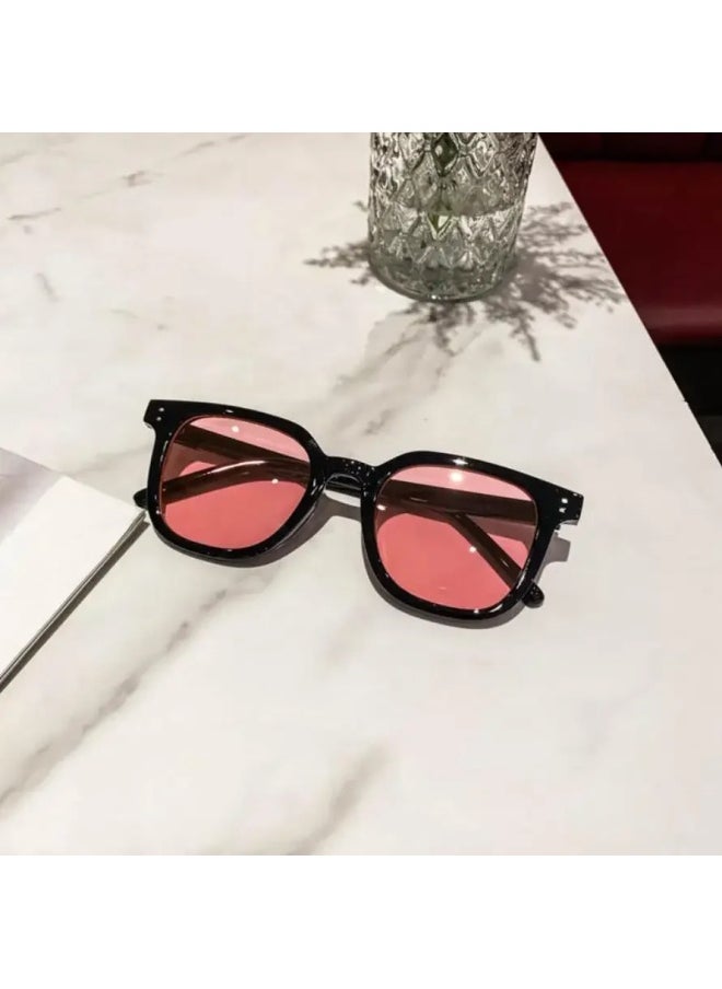 Generic - Fashion Square Sunglasses Women Clear Ocean Lens Shades UV400 Men Retro Rivets Decoration Orange Pink Sun Glasses Gafas De Sol-Lenses Color:black tea - Image 1