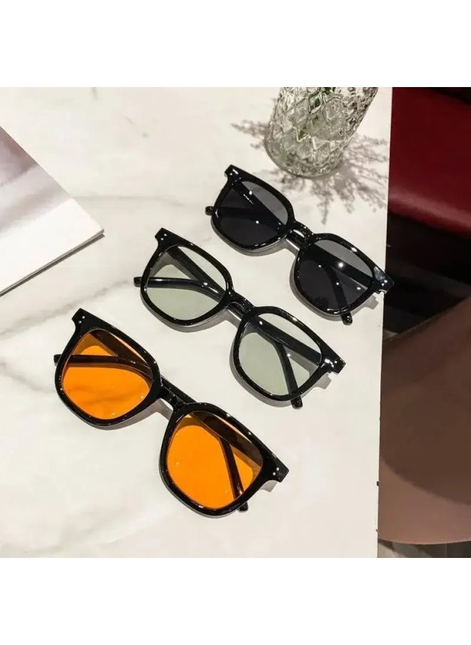 Generic - Fashion Square Sunglasses Women Clear Ocean Lens Shades UV400 Men Retro Rivets Decoration Orange Pink Sun Glasses Gafas De Sol-Lenses Color:black tea - Image 1