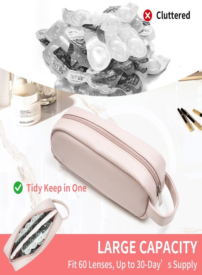 FQDGTFA Disposable Daily Contact Lens Organizer Portable Compact Travel Case for Contact Lenses, Waterproof Leather Disposable Dispenser Contact-Lens Case with Clearly Labeled R & L, Fits 60 Daily Lenses - Image 5