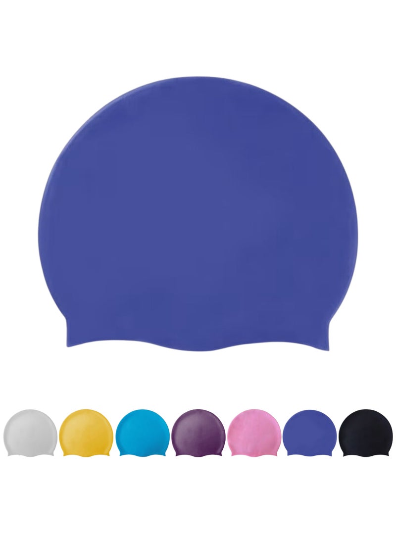 HASTE Silicone Swimming Cap for Men & Women - Waterproof, Anti-Slip, Stretchable Swim Hat - Blue Unisex - Image 1