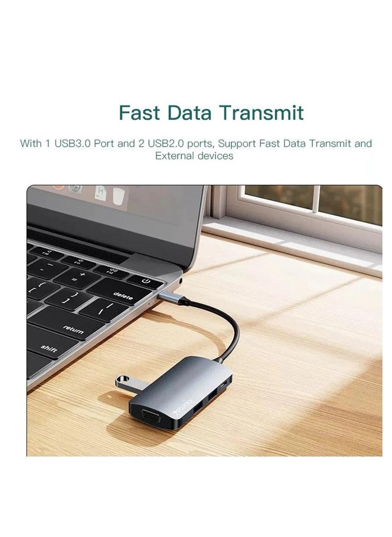 روكروز موزع إنفينيتي 08 - 8 منافذ Type-C - طاقة 60W - منفذ USB-C PD - منفذ HDMI 4K - رمادي فضائي  - Image 3