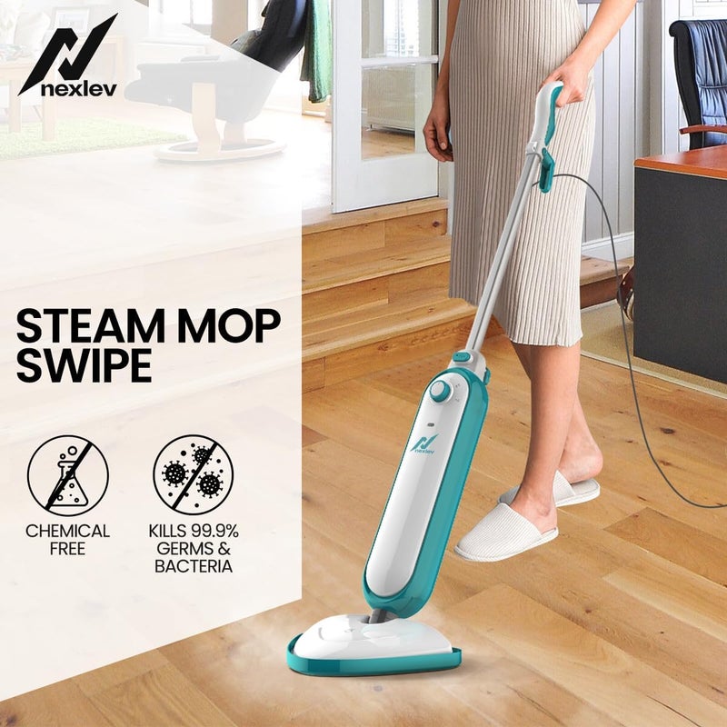 nexlev NexLev Steam Mop Chemical Free Mopping Floor Cleaning Carpet Steaming 4 Extra Mop Pads 400 ML 1300W Floor Disinfectant for All Floor Types 5mtr Long Cord Wet Dry Mopping SM01  - Image 2